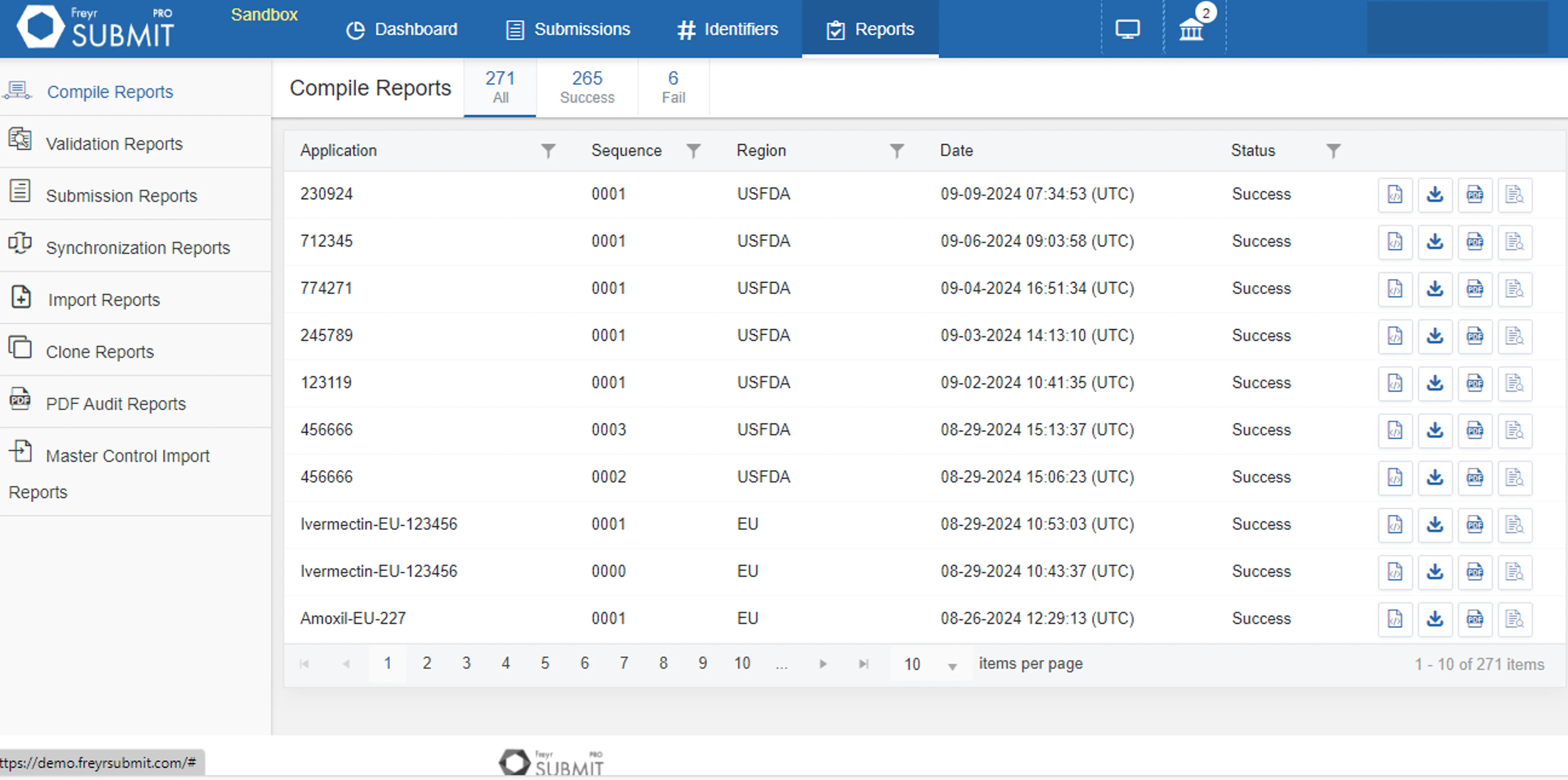 screenshot of Freyr SUBMIT PRO